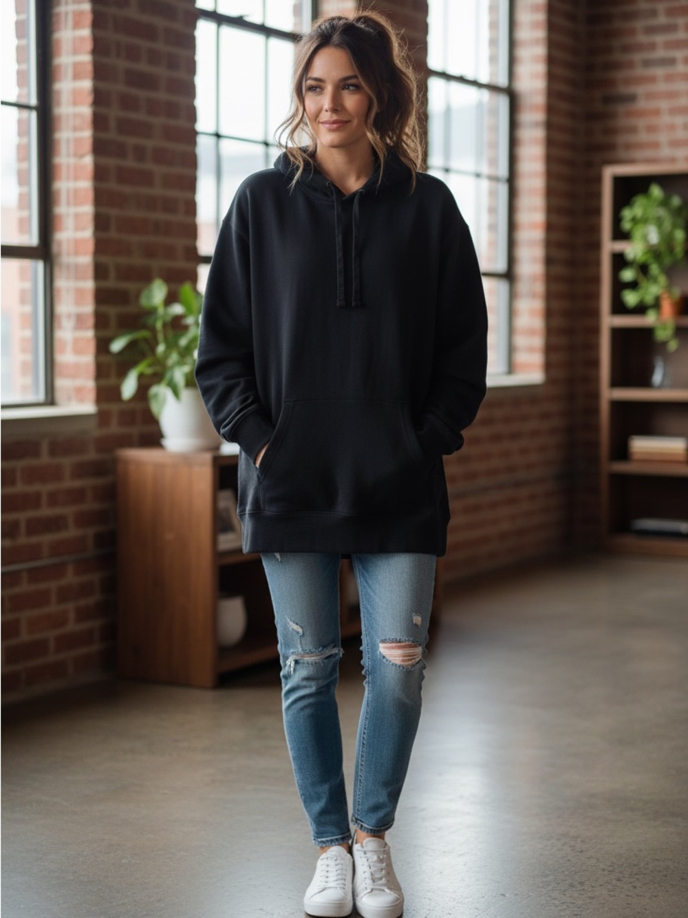 Goodfellow & Co Black Hooded Pullover Sweater